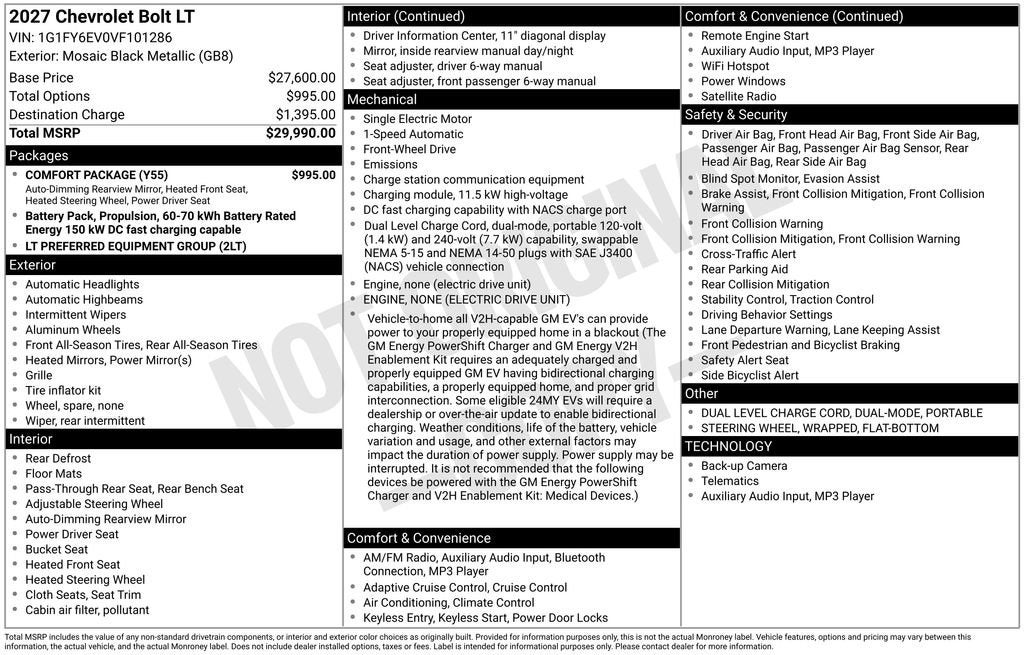 2027 Chevrolet Bolt LT