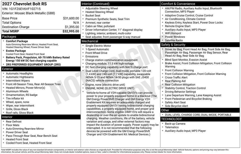 2027 Chevrolet Bolt RS