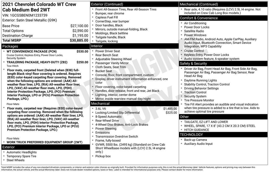 2021 Chevrolet Colorado 2WD Work Truck