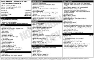 2026 Chevrolet Colorado Trail Boss