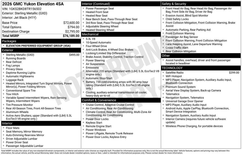 2026 GMC Yukon Elevation