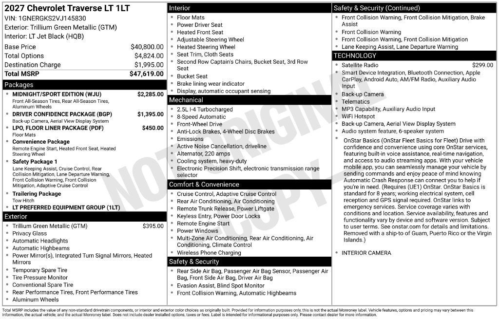 2027 Chevrolet Traverse LT