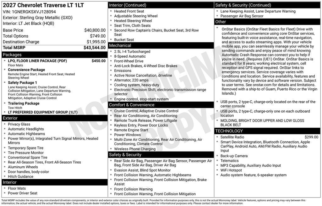 2027 Chevrolet Traverse LT