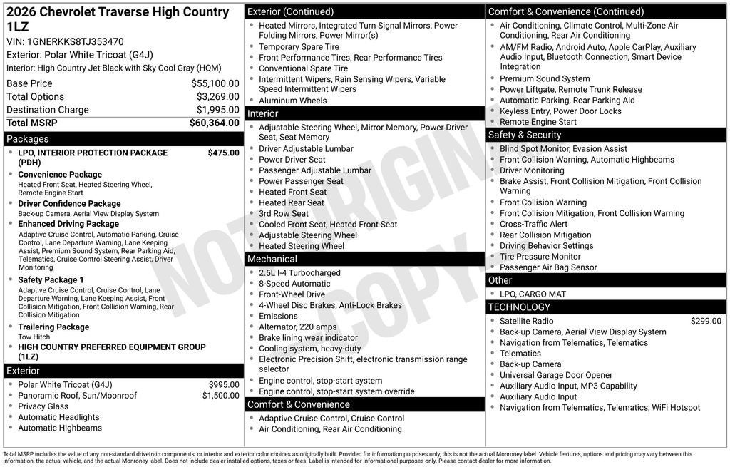 2026 Chevrolet Traverse High Country