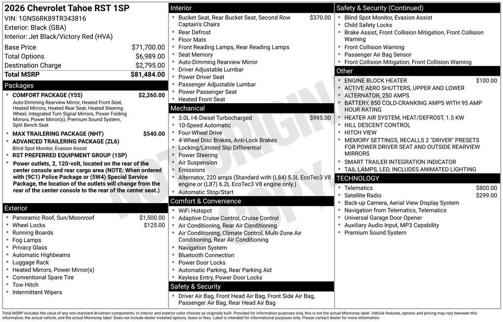 2026 Chevrolet Tahoe RST