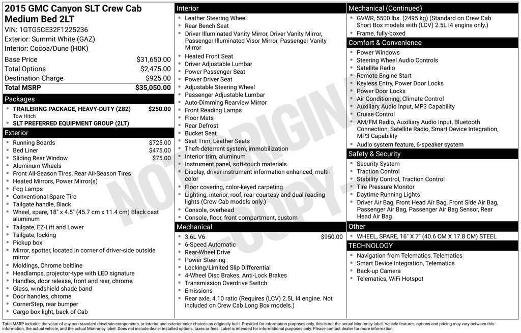 2015 GMC Canyon 2WD SLT