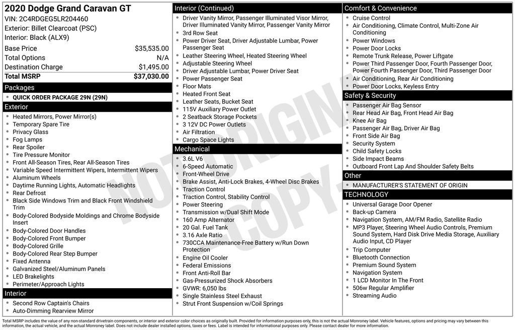 2020 Dodge Grand Caravan GT