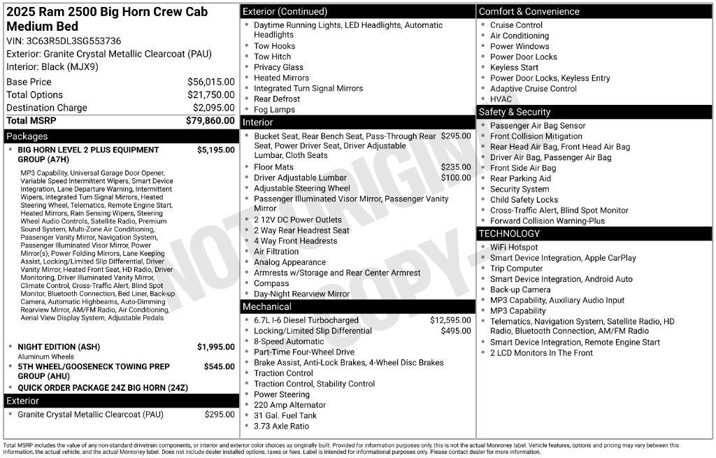 2025 RAM 2500 Big Horn Crew Cab 4x4 6'4" Box