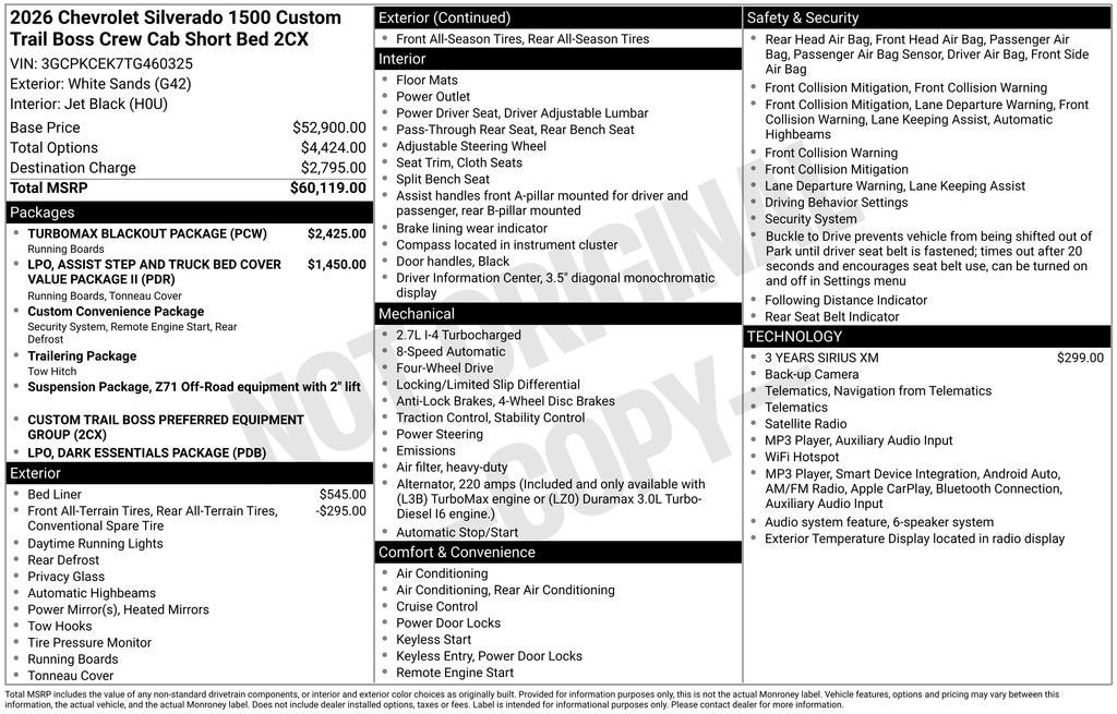 2026 Chevrolet Silverado 1500 Custom Trail Boss