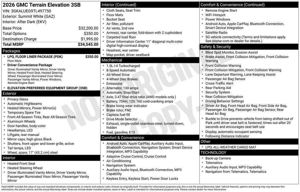 2026 GMC Terrain Elevation