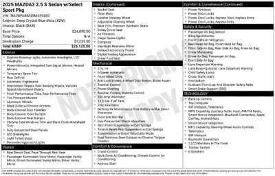 2025 Mazda Mazda3 Sedan 2.5 S Select Sport