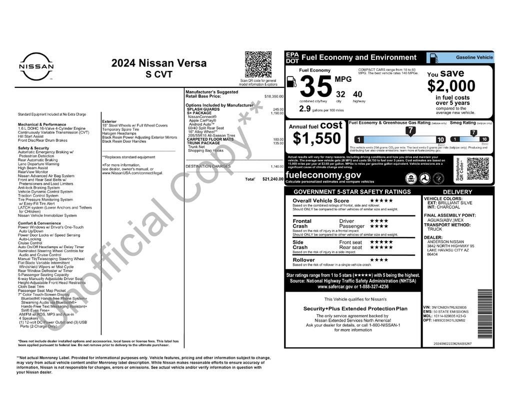 2024 Nissan Versa S