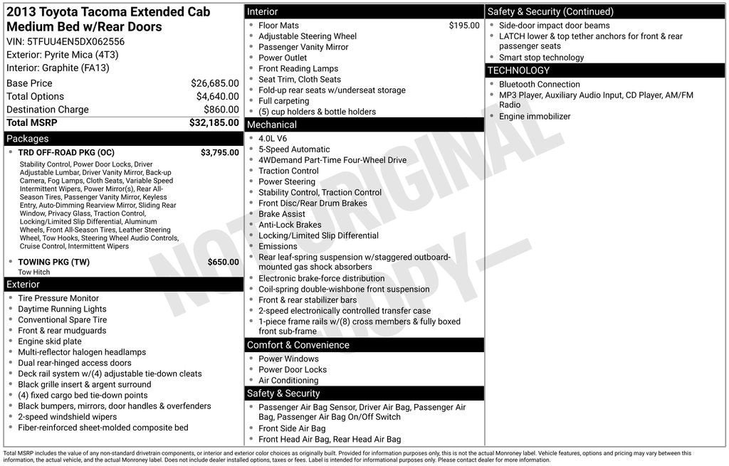 2013 Toyota Tacoma Base V6