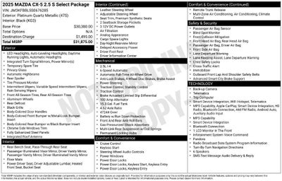 2025 Mazda Mazda CX-5 2.5 S Select Package